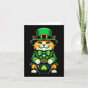 Tarjeta Gato de San Patricio Leprechaun Cat Shamrock irlan