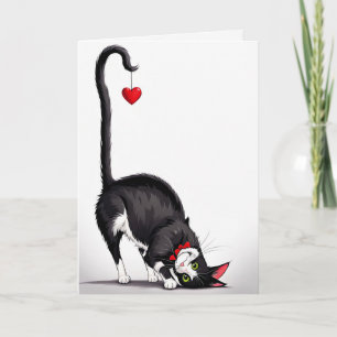 Tarjeta Gato de San Valentín con corazón de inmoralidad