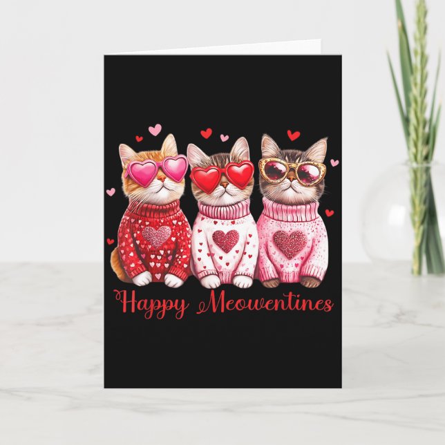 Tarjeta Gato de San Valentín Feliz Meowentines Corazón San (Anverso)