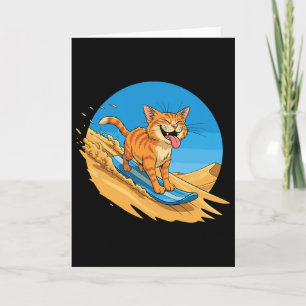 Tarjeta Gato de sandboard verano surfing felino lindo play