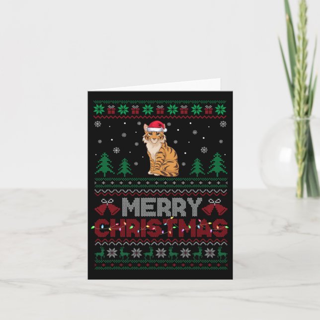 Tarjeta Gato de Savannah ama Santa Hat Árbol de Navidad Lu (Anverso)
