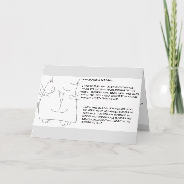 Tarjeta Gato de Schrodinger: Covid Safe (Anverso)
