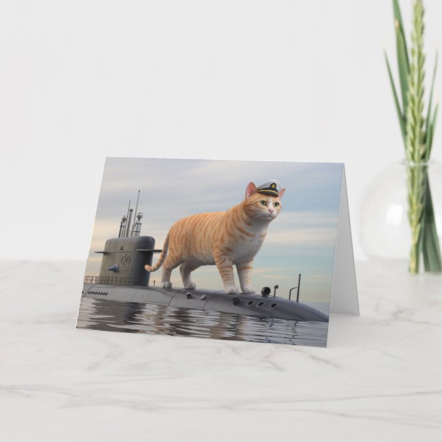Tarjeta Gato de submarino divertido Tabby (Anverso)