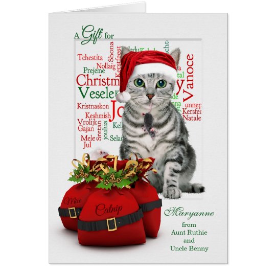 Tarjeta Gato de Tabby incluido del navidad del dinero
