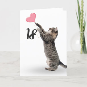 Tarjeta gato de tabby juguetón para 18 años