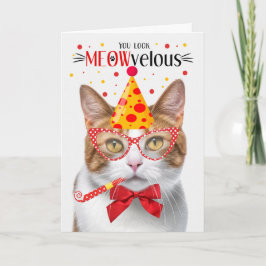 Tarjeta Gato de Tabby naranja y blanco MEOWveloz cumpleaño