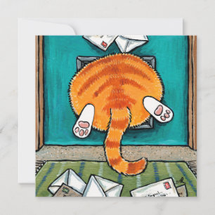 Tarjeta Gato de tabla grasosa agarrado en la solapa del ga