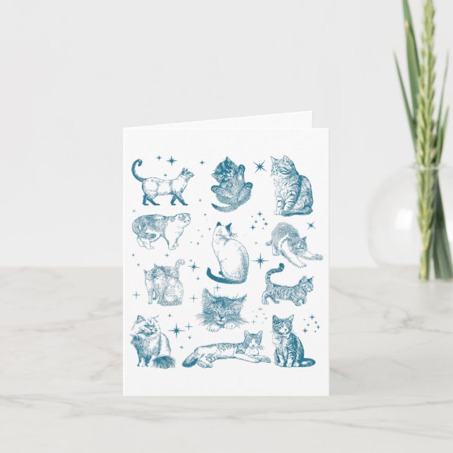 Tarjeta Gato de tatuaje de los años 90 retro gatito de la  (Anverso)