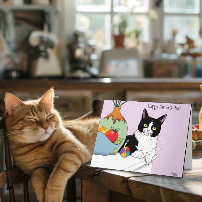 Tarjeta Gato de Tuxedo del Día del Padre (Subido por el creador)