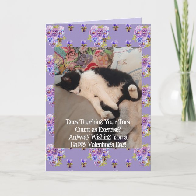 Tarjeta Gato de Tuxedo Feliz Día de San Valentín Tocando t (Anverso)