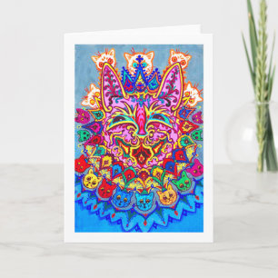 Tarjeta Gato decorativo abstracto, Louis Wain