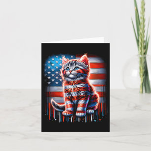 Tarjeta Gato del 4 de julio bandera de EE. UU. Gatito lind