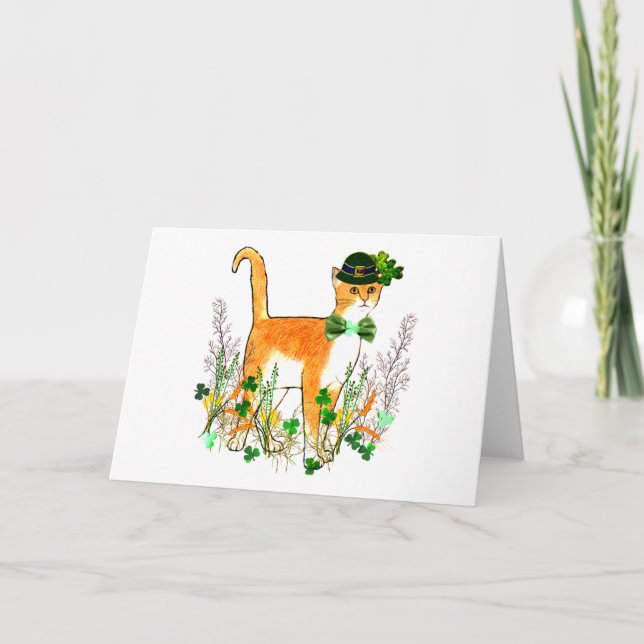 Tarjeta Gato del día de St Patrick (Anverso)