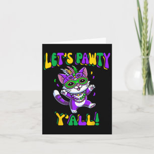 Tarjeta Gato del Mardi Gras vamos a hacer un baile para mu