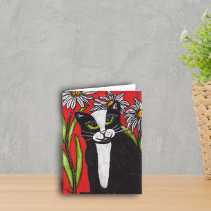 Tarjeta Gato del smoking en las margaritas Notecard