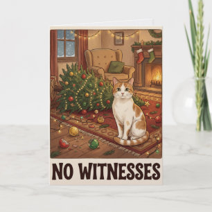 Tarjeta Gato Derribó Árbol Sin Testigos Navidad