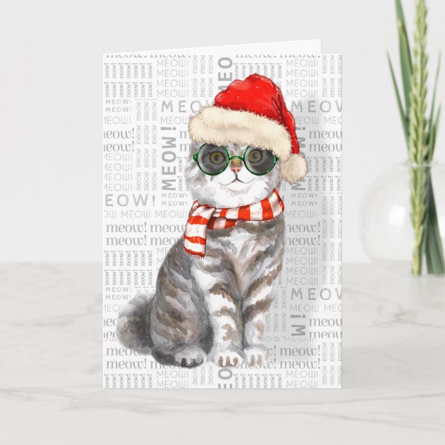 Tarjeta Gato divertidísimo escocés de los Navidades (Anverso)