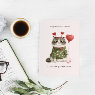 Tarjeta Gato divertido anti-San Valentín Te tolero más q
