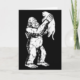 Tarjeta Gato divertido Bigfoot Sasquatch Gatito lindo San