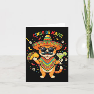 Tarjeta Gato divertido Cinco De Mayo Taco Margarita Sombre
