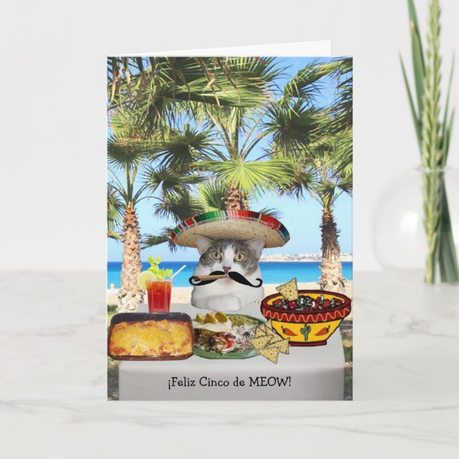 Tarjeta Gato divertido Cinco feliz de Mayo (Anverso)