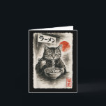 Tarjeta Gato Divertido Comiendo Fideos Ramen Sumi-e Japoné<br><div class="desc">Gato Divertido Comiendo Fideos Ramen Sumi-e Japonés Kawaii Anime</div>