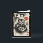 Tarjeta Gato Divertido Comiendo Fideos Ramen Sumi-e Japoné<br><div class="desc">Gato Divertido Comiendo Fideos Ramen Sumi-e Japonés Kawaii Anime</div>