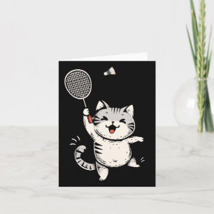Tarjeta Gato divertido de bádminton gatito lindo jugador d