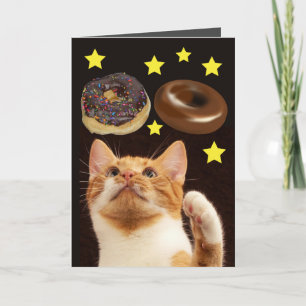 TARJETA GATO DIVERTIDO DE CUMPLEAÑOS GATO ESPACIAL CON DON