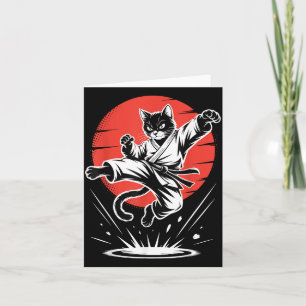Tarjeta Gato divertido de karate artes marciales cinturón 