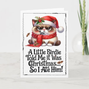 Tarjeta Gato divertido de Navidad con humor negro