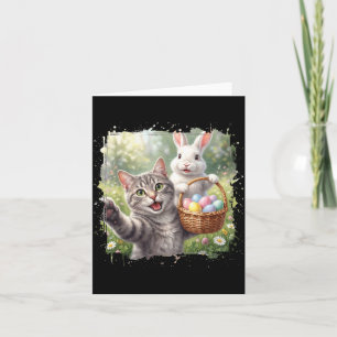 Tarjeta Gato divertido de Pascua selfie con adultos de con