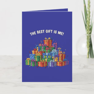 Tarjeta Gato Divertido "El Mejor Regalo Soy Yo" Sorpresa d
