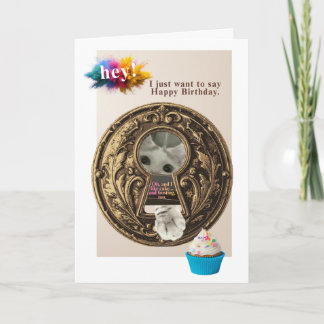 Tarjeta Gato divertido envía deseos de cumpleaños y tambié
