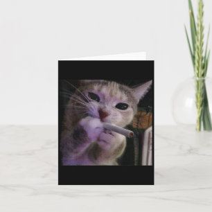 Tarjeta Gato Divertido Fumando, Gatito de Cigarrillo Meme 