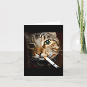 Tarjeta Gato divertido fumando meme humor oscuro gato sarc