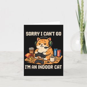 Tarjeta Gato Divertido Jugador Introvertido Interior Humor