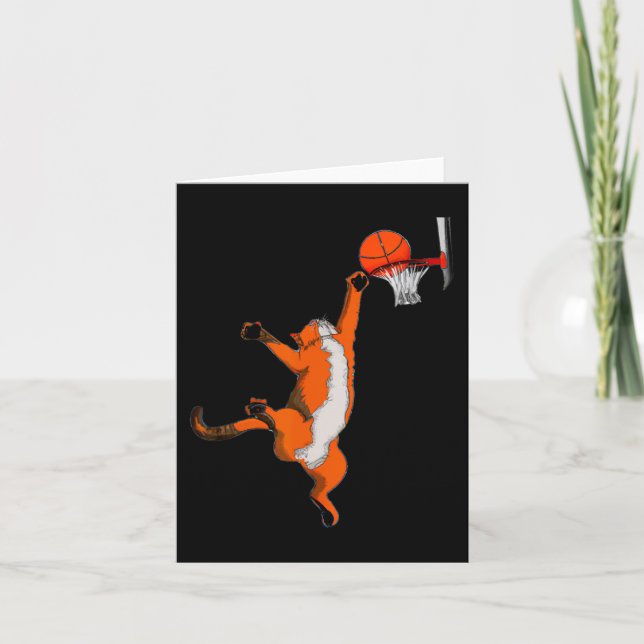 Tarjeta Gato divertido Jugando Baloncesto Deportes Gato Ba (Anverso)