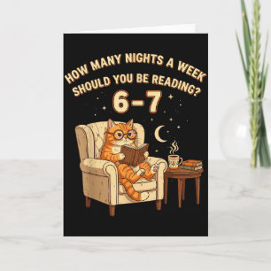 Tarjeta Gato Divertido Leyendo 6-7 Meme Amante de Libros E