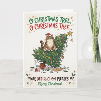 Tarjeta Gato Divertido Navidad Árbol – Tu Destrucción