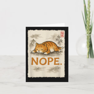 Tarjeta Gato Divertido Nope Naranja Perezoso Gatito Señora