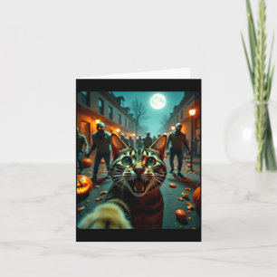 Tarjeta Gato Divertido Selfie Halloween Zombies Humor