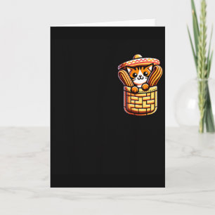 Tarjeta Gato divertido sombrero churros bolsillo Cinco De