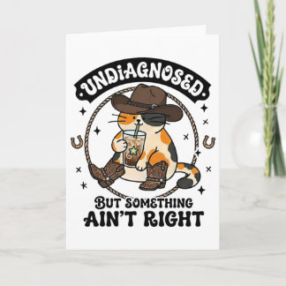 Tarjeta Gato Divertido Sombrero Vaquero Café Helado Salud