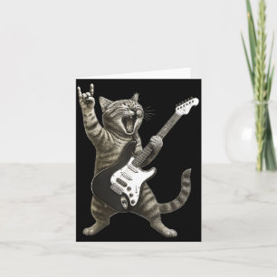 Tarjeta Gato Divertido Tocando Guitarra Rock And Roll Homb