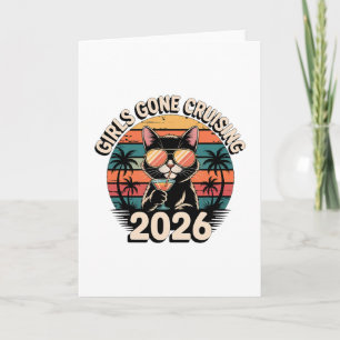 Tarjeta Gato Divertido Viaje de Vacaciones Chicas Crucero