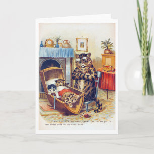 Tarjeta Gato dorado y gato bebé, Louis Wain