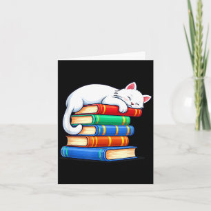 Tarjeta Gato dormido y libros adorables divertidos y acoge