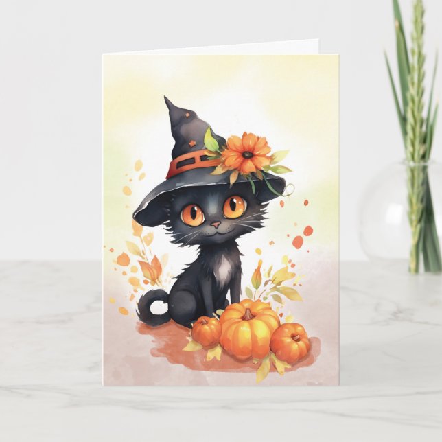 Tarjeta Gato dulce de Halloween (Anverso)
