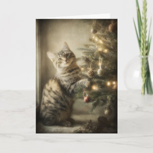 Tarjeta Gato dulce de Navidad
